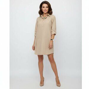 NWT $130 MICHAEL KORS Sand Safari Button Front Shirtdress Sz S 100% Cotton